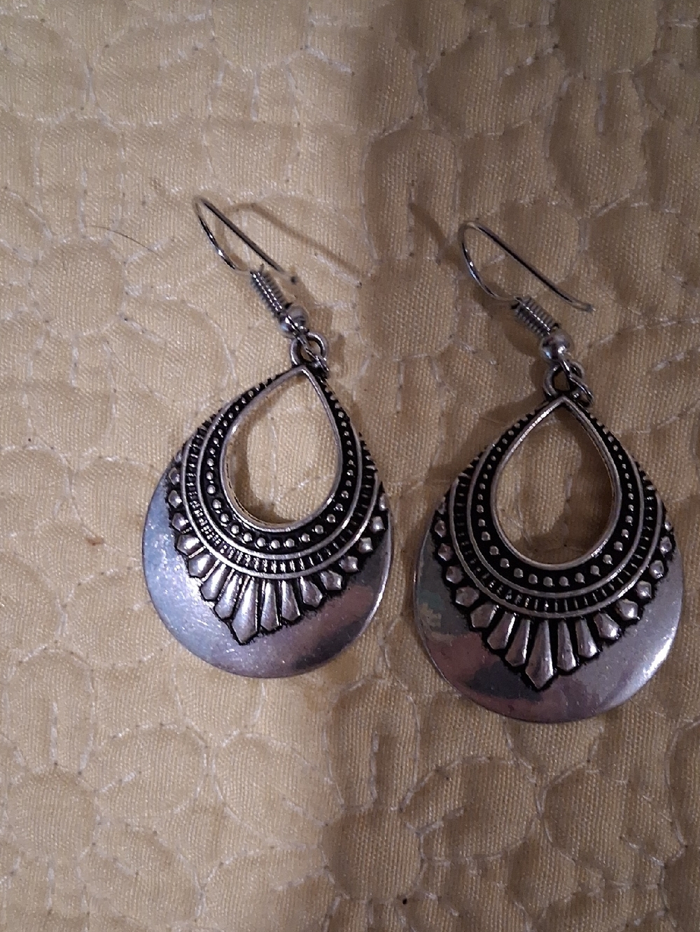 Boho Silver Teardrop Filigree Earrings - Women Jewelry